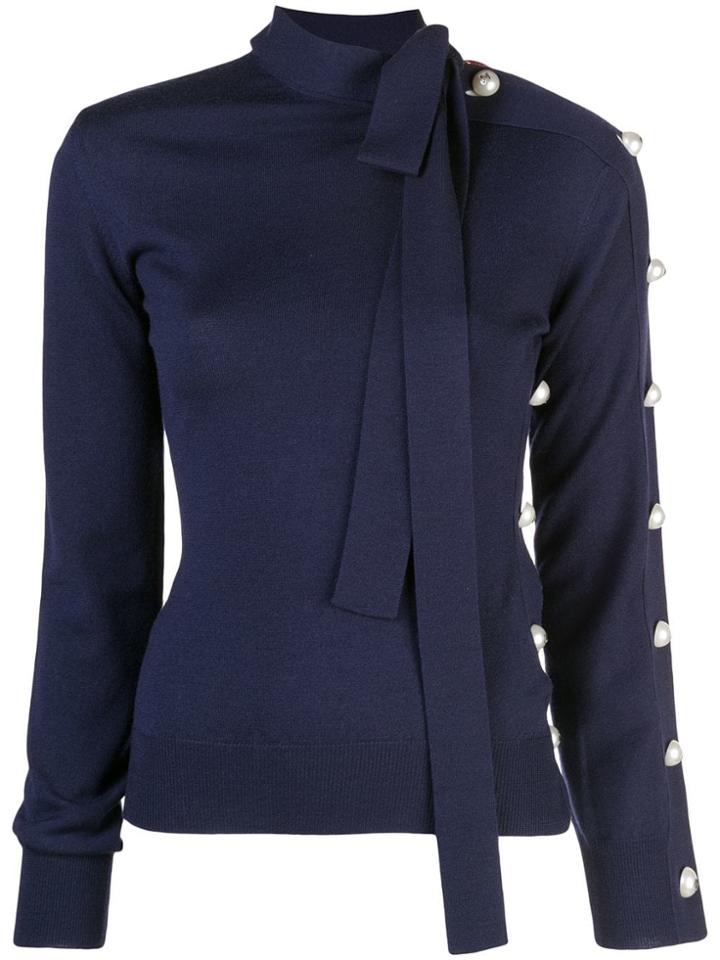 Monse Faux Pearl Embellished Jumper - Blue