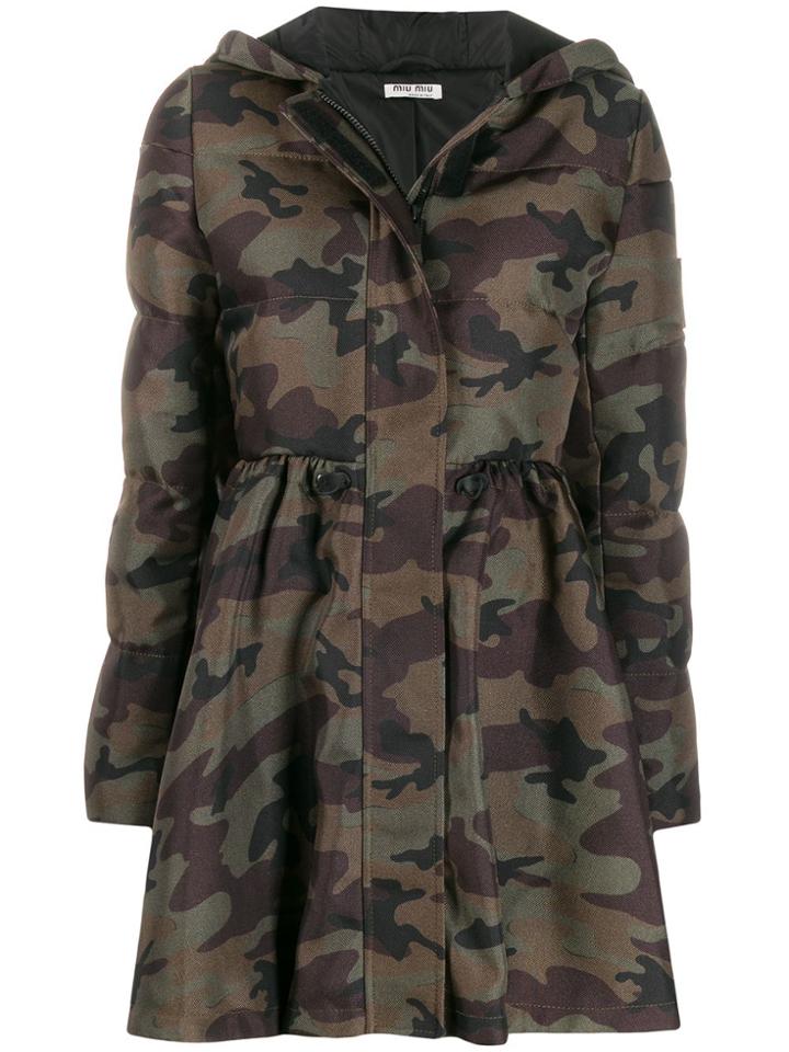 Miu Miu Padded Camouflage-print Coat - Green