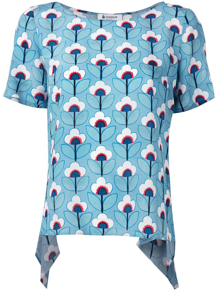Dondup Draped Back T-shirt, Women's, Size: 40, Blue, Silk