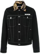 Kenzo Tiger Stripes Collar Denim Jacket, Men's, Size: Medium, Black, Silk/cotton/acrylic/wool