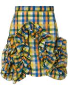 Msgm Checked Ruffled Detail Skirt, Women's, Size: 44, Cotton/polyamide/polyester