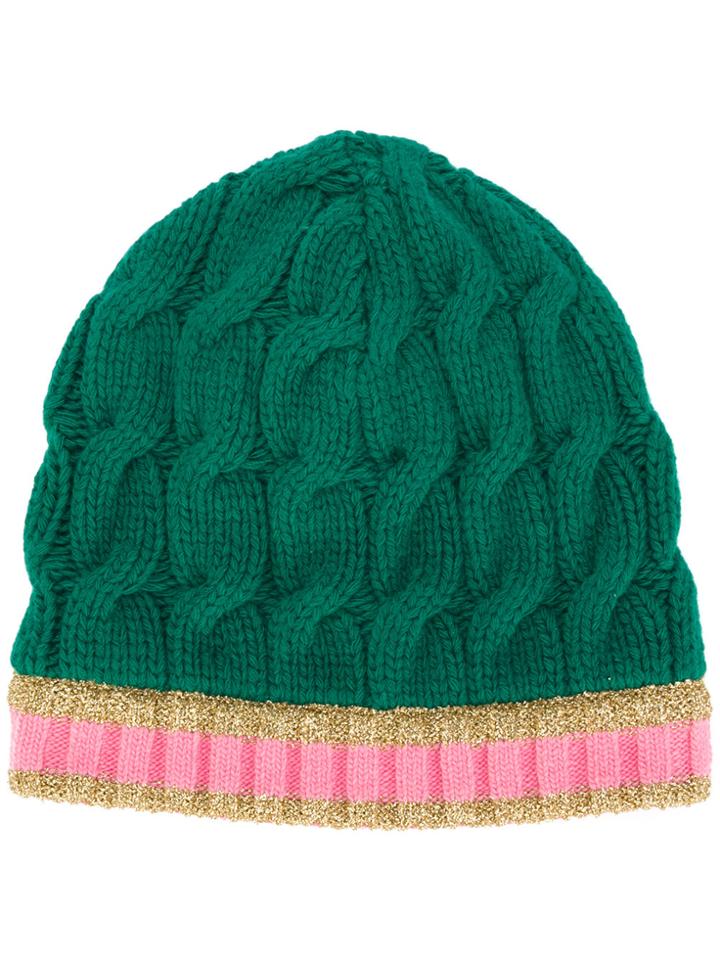 Gucci Arran Knitted Hat With Webbing - Green