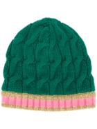 Gucci Arran Knitted Hat With Webbing - Green