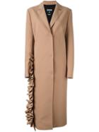 Msgm Ruffle Detail Coat, Women's, Size: 44, Nude/neutrals, Polyester/spandex/elastane/viscose