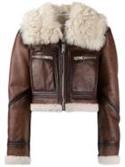 Givenchy Fur Collar Cropped Leather Jacket - Brown