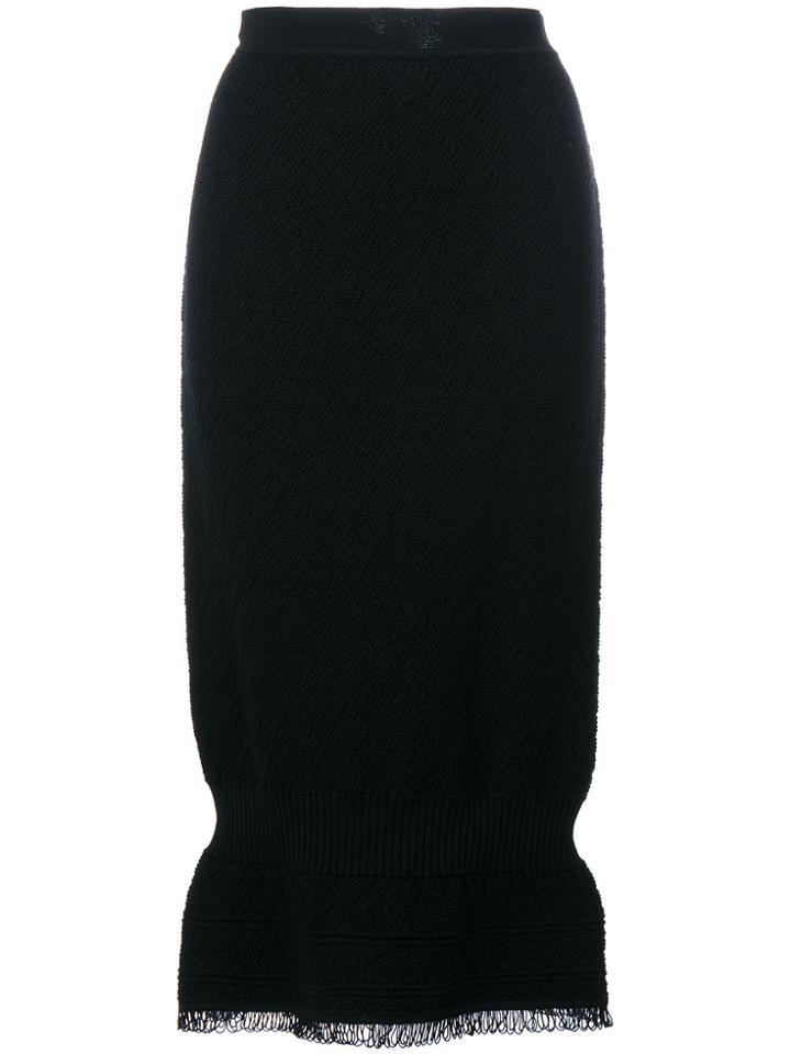 Christian Dior Vintage Fringed Knitted Skirt - Black