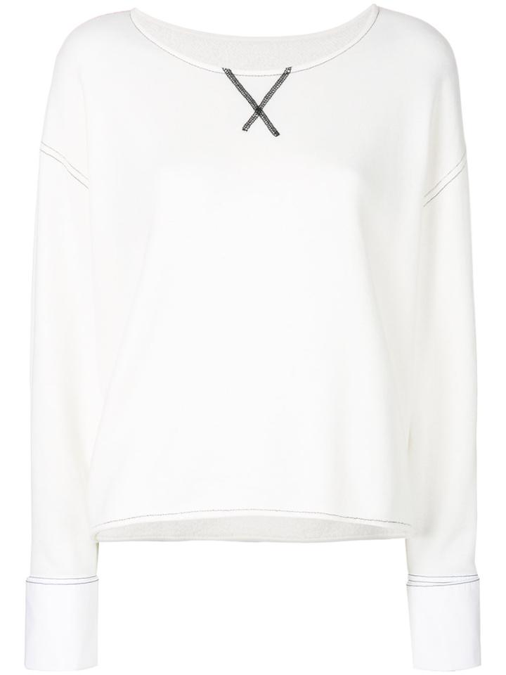 Mm6 Maison Margiela Cross Embroidered Sweatshirt - White