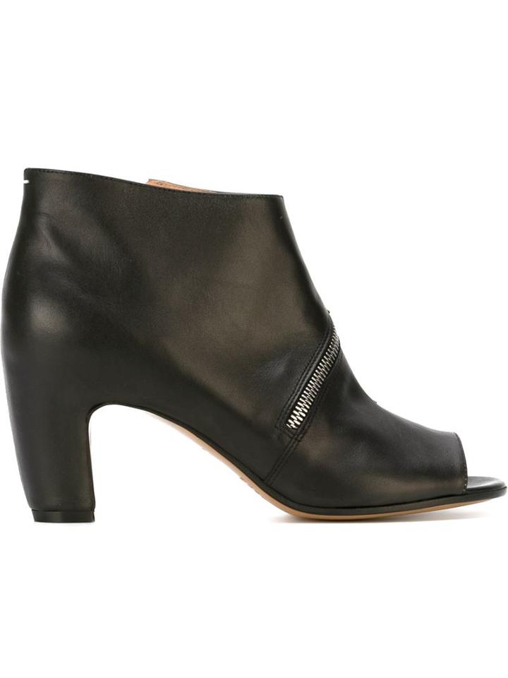 Maison Margiela Zip Detail Open Toe Ankle Boots