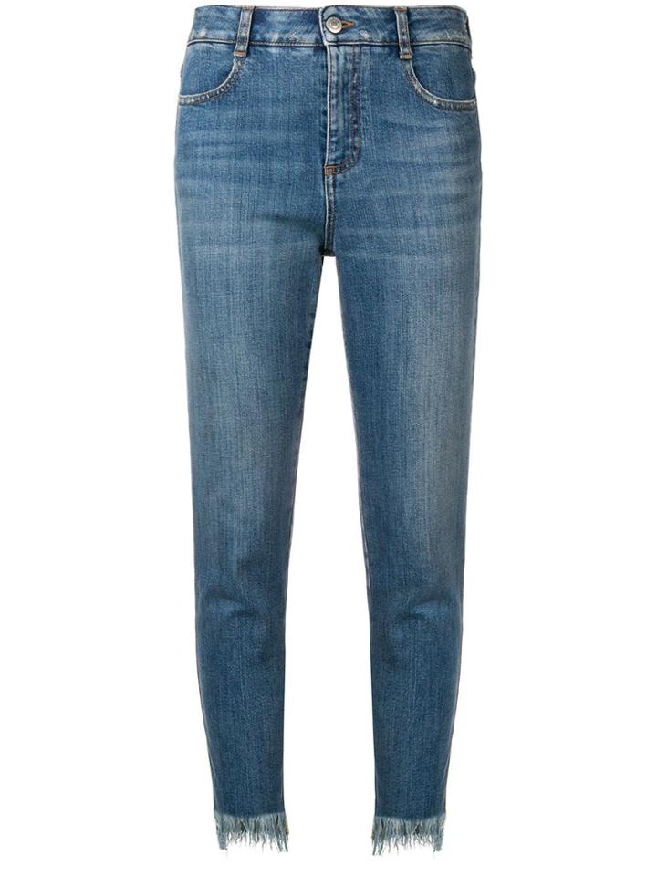 Stella Mccartney Eyewear Fringed Cuff Cropped Jeans - Blue