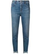 Stella Mccartney Eyewear Fringed Cuff Cropped Jeans - Blue