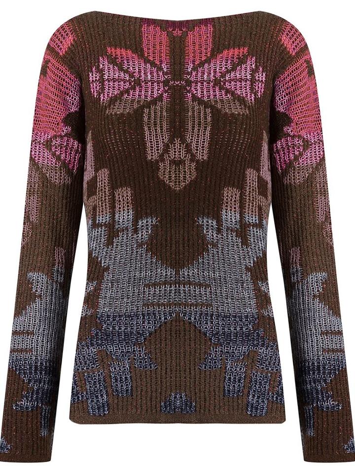 Cecilia Prado Pattern Knitted Blouse, Women's, Size: P, Brown, Acrylic/polyamide/viscose