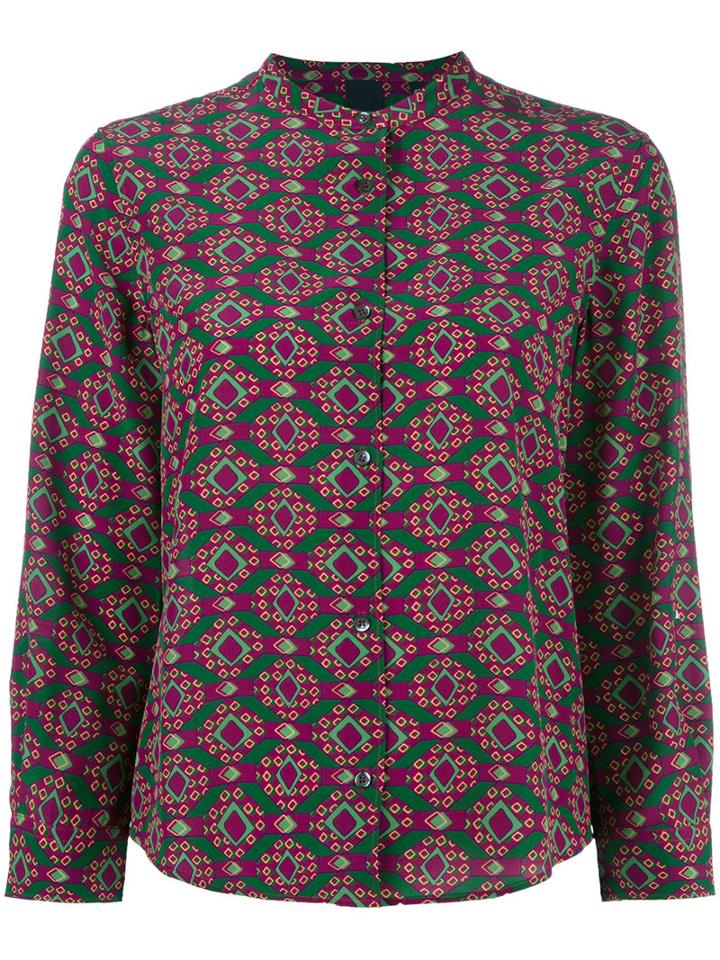 Aspesi - Tile Print Blouse - Women - Silk - L, Women's, Pink/purple, Silk