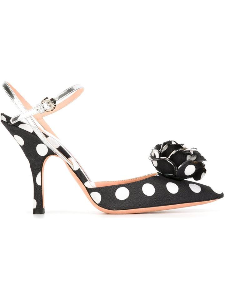 Rochas Flower Appliqué Polka Dot Pumps - Blue