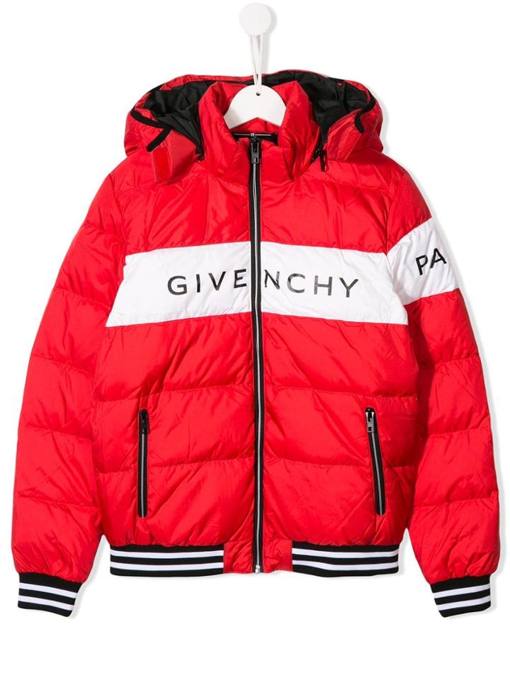 Givenchy Kids Teen Hooded Puffer Coat - Red