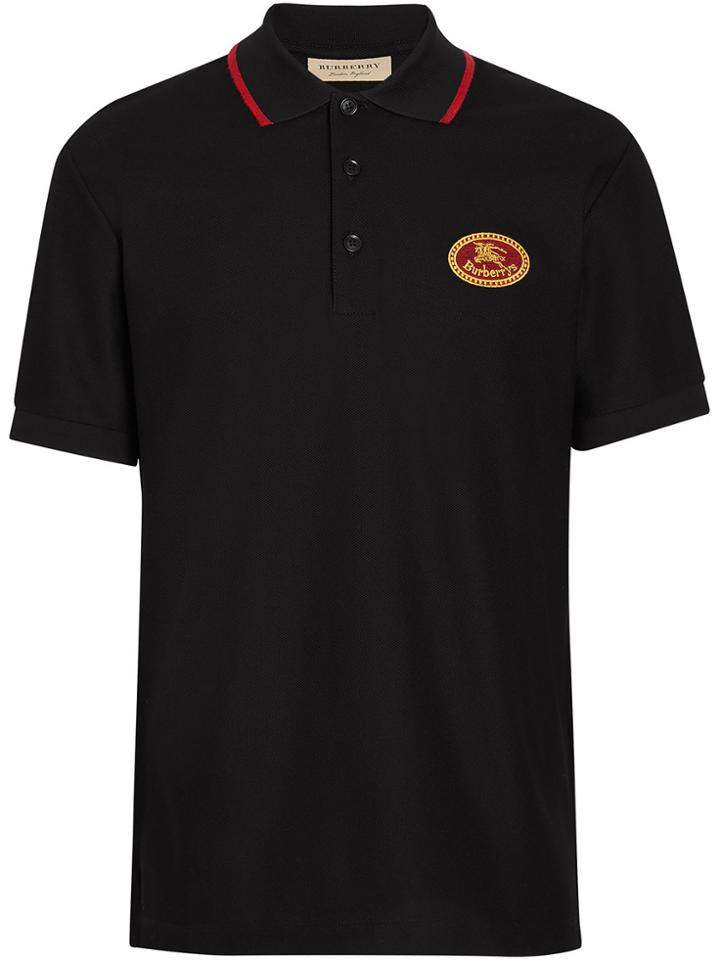 Burberry Archive Logo Cotton Piqué Polo Shirt - Black
