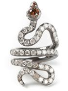 Loree Rodkin Gold And Diamond Pavé Coiled Snake Pinky Ring, Women's, Size: 45, Metallic