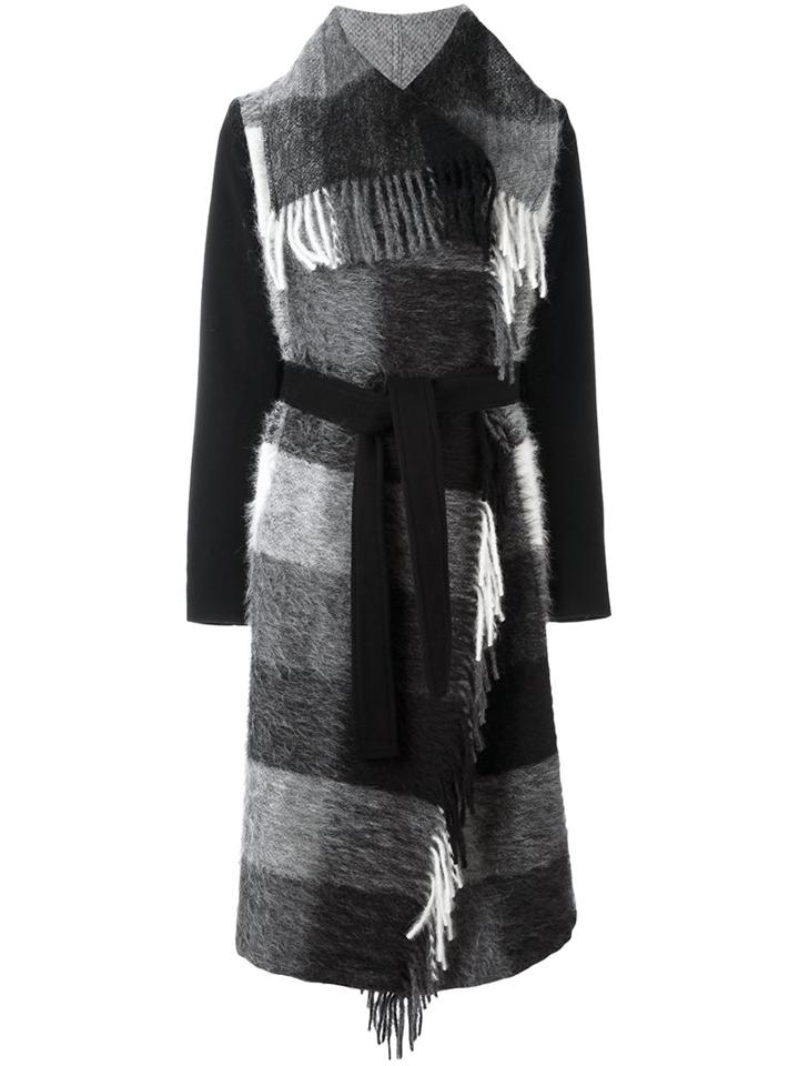 Twin-set Plaid Fringed Coat