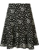 Saint Laurent Star Print Lightly Pleated Skirt, Women's, Size: 34, Black, Silk/viscose