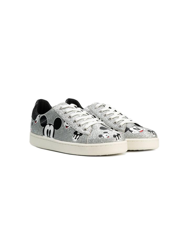 Master Of Arts Kids Mickey Mouse Glittered Sneakers - Metallic