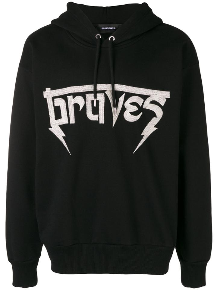 Diesel Braves Embroidered Hoody - Black