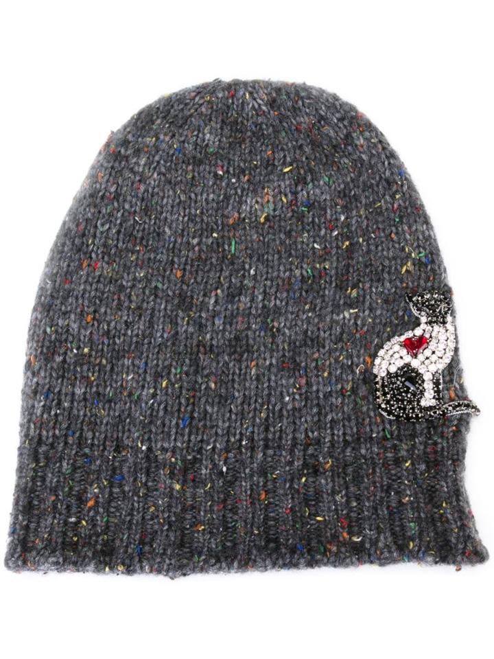 No21 Embellished Cat Detail Beanie
