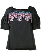 Peter Pilotto - Embroidered Top - Women - Cotton/polyamide/polyester/spandex/elastane - 10, Women's, Blue, Cotton/polyamide/polyester/spandex/elastane