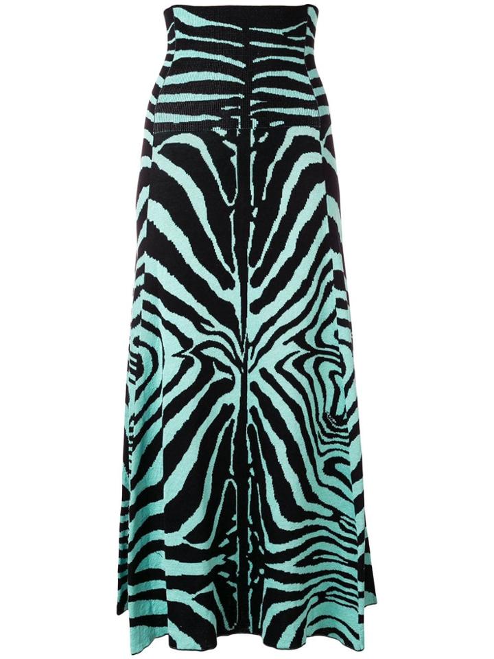 Laneus Zebra Printed Maxi Skirt - Black