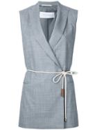 Fabiana Filippi - Double-breasted Sleeveless Blazer - Women - Acetate/viscose/merino - 48, Grey, Acetate/viscose/merino