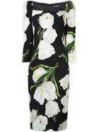Dolce & Gabbana 'tulipano' Print Dress, Women's, Size: 44, Black, Viscose/silk/spandex/elastane