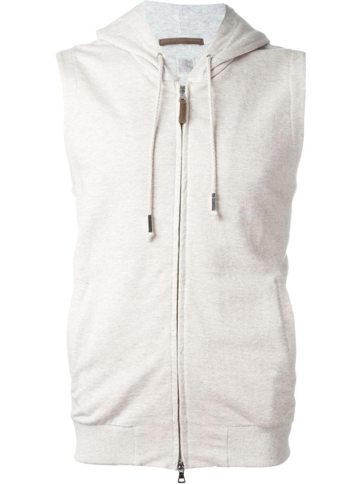 Eleventy Hooded Gilet, Men's, Size: S, Nude/neutrals, Cotton/linen/flax