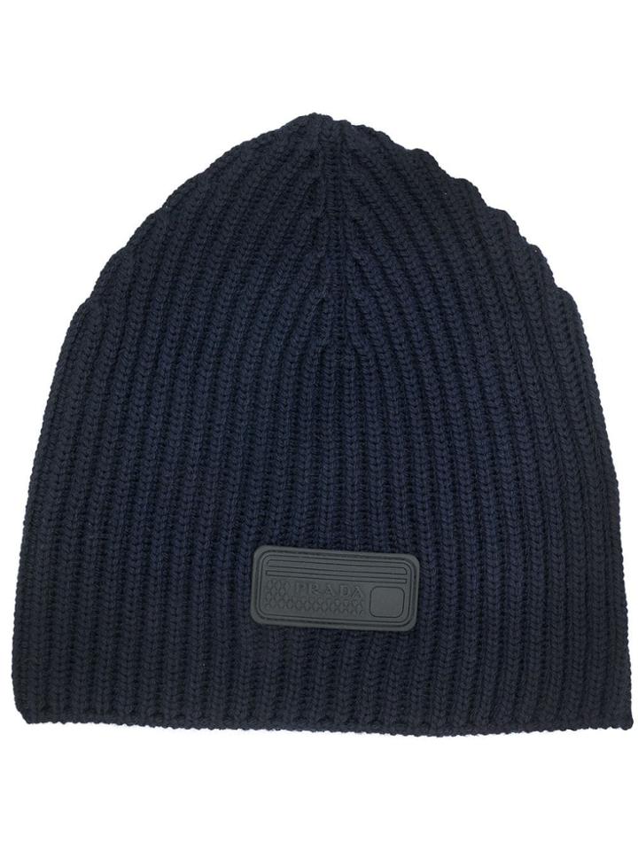 Prada Ribbed Beanie - Blue