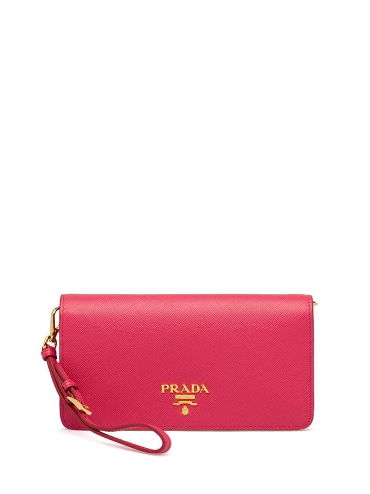 Prada Saffiano Logo Plaque Mini Bag - Pink