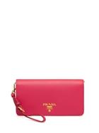Prada Saffiano Logo Plaque Mini Bag - Pink