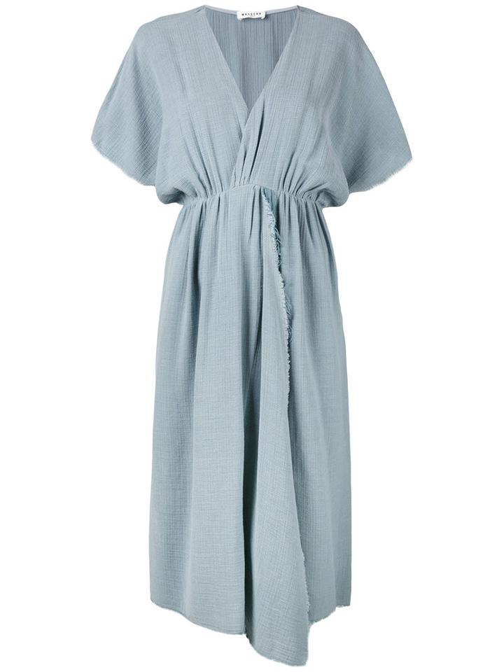 Masscob Fray-trimmed Asymmetric Dress, Women's, Size: Small, Blue, Cotton/viscose
