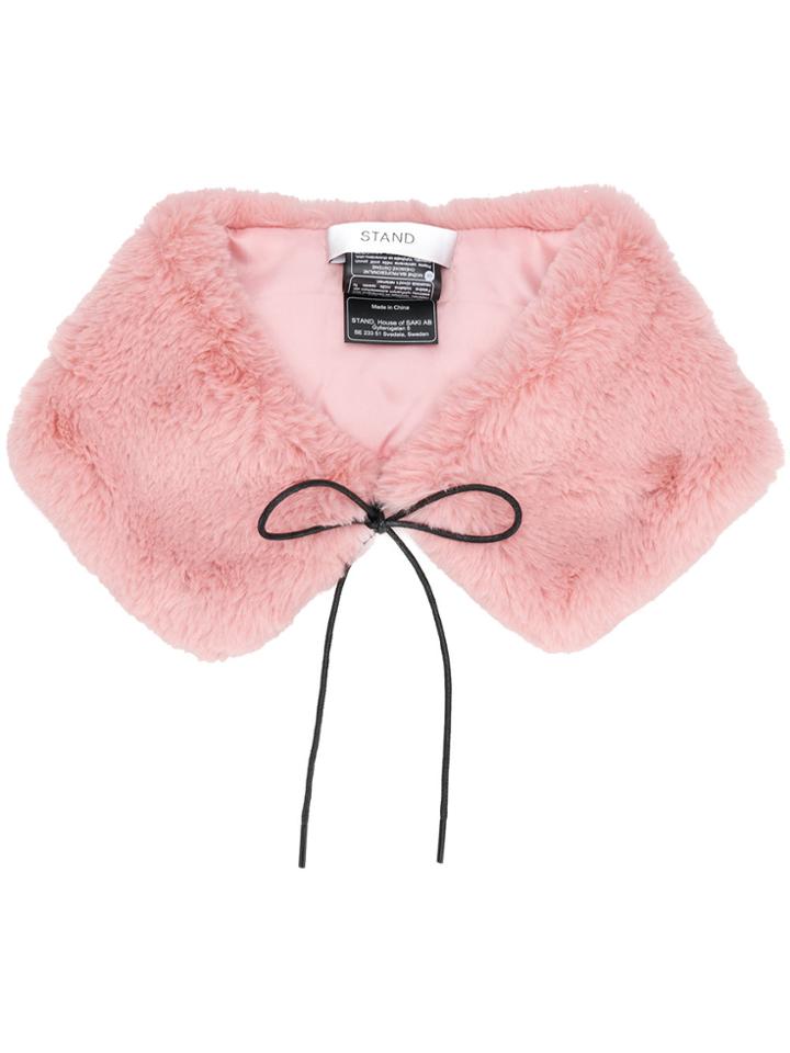 Stand Bow Tie Fur Collar - Pink & Purple