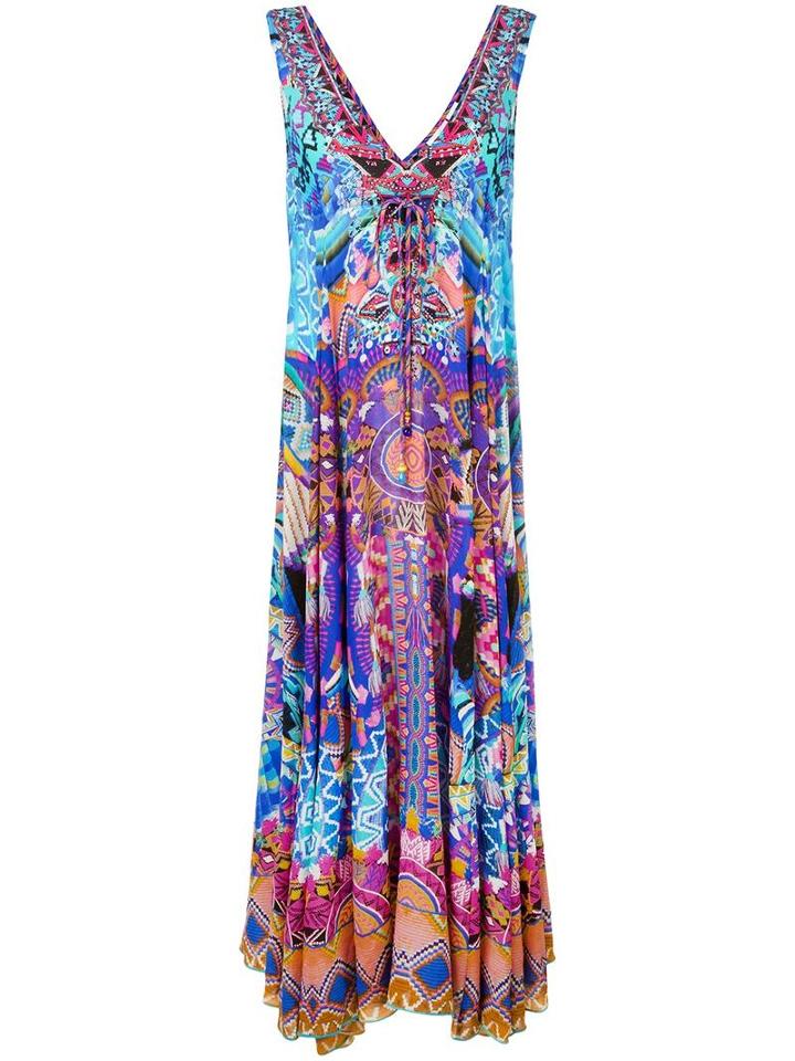 Camilla Embellished Print Maxi Dress, Women's, Size: 8, Silk