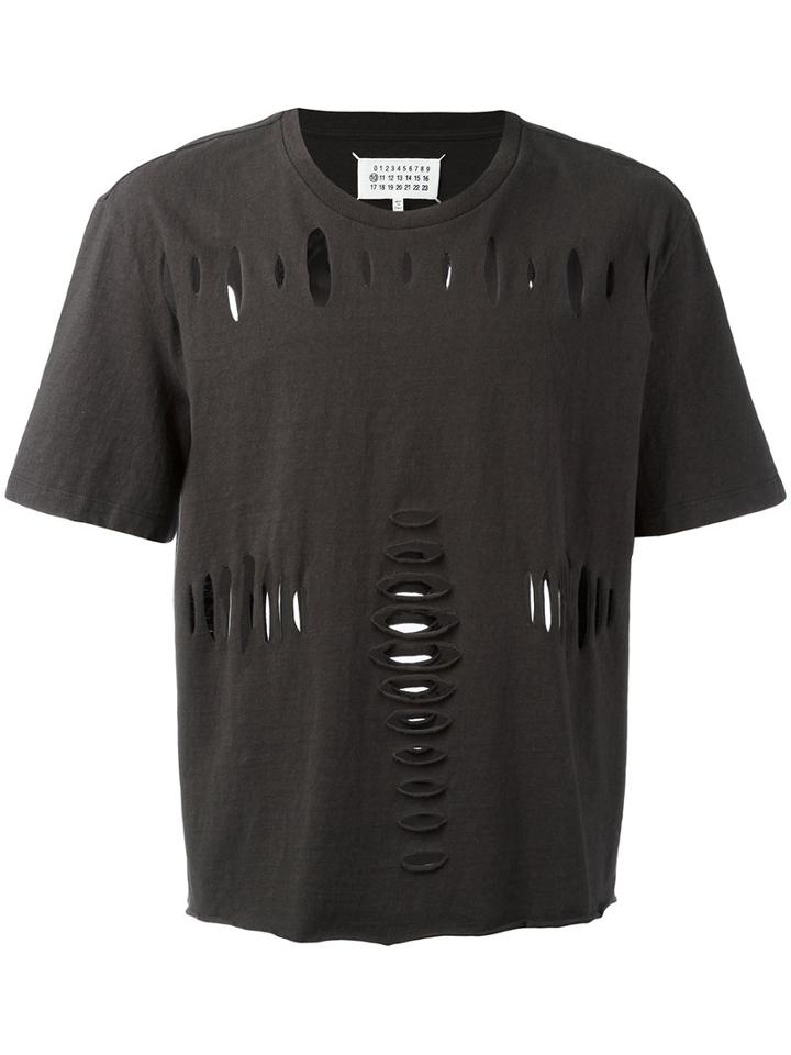 Maison Margiela - Slash Detail T-shirt - Men - Cotton - 48, Grey, Cotton
