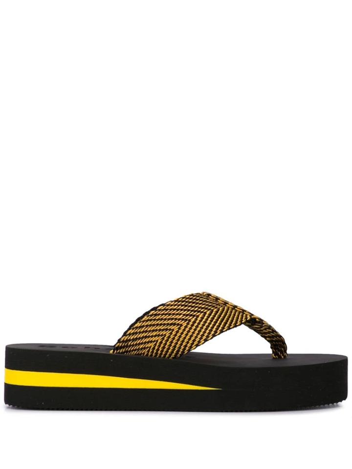 Proenza Schouler Platform Flip Flops - Black Multi Floral