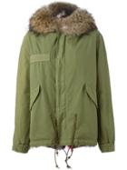 Mr & Mrs Italy Short Multi Coloured Fur Lined Parka - Green