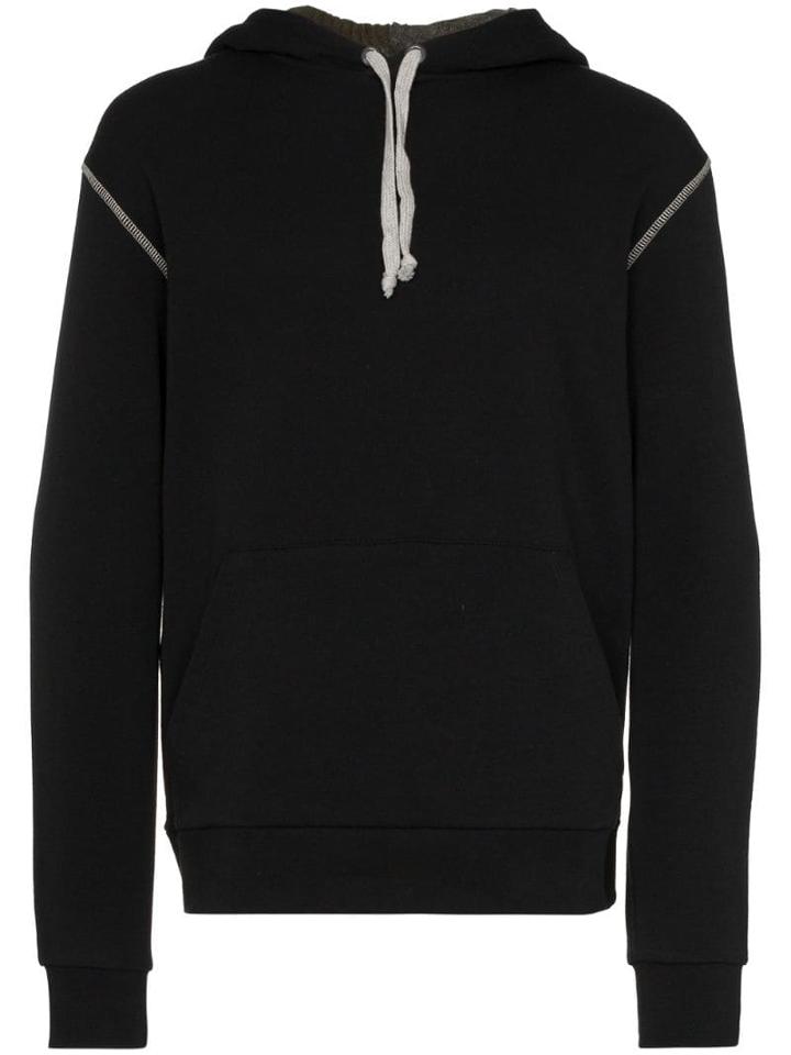 78 Stitches Contrast-stitch Hoodie - Black