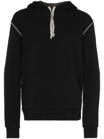 78 Stitches Contrast-stitch Hoodie - Black