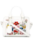 Alexander Mcqueen Floral Cross-body Tote, Women's, White, Calf Leather