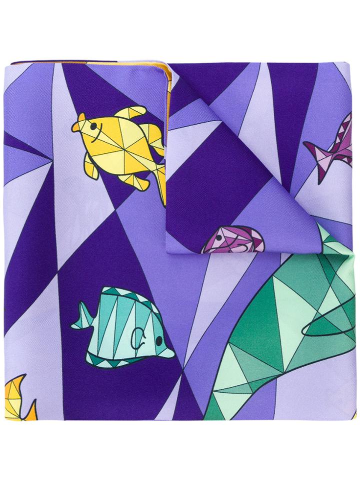 Cha Val Milano Printed Sealife Scarf - Multicolour