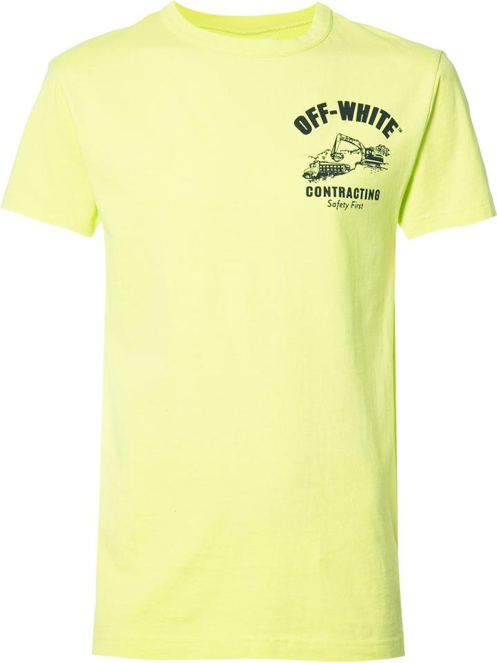 Off-white Chest Print T-shirt, Men's, Size: 1, Green, Cotton