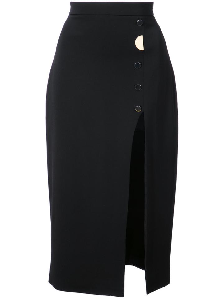 Cushnie Et Ochs V-neck Button Detail Dress - Black