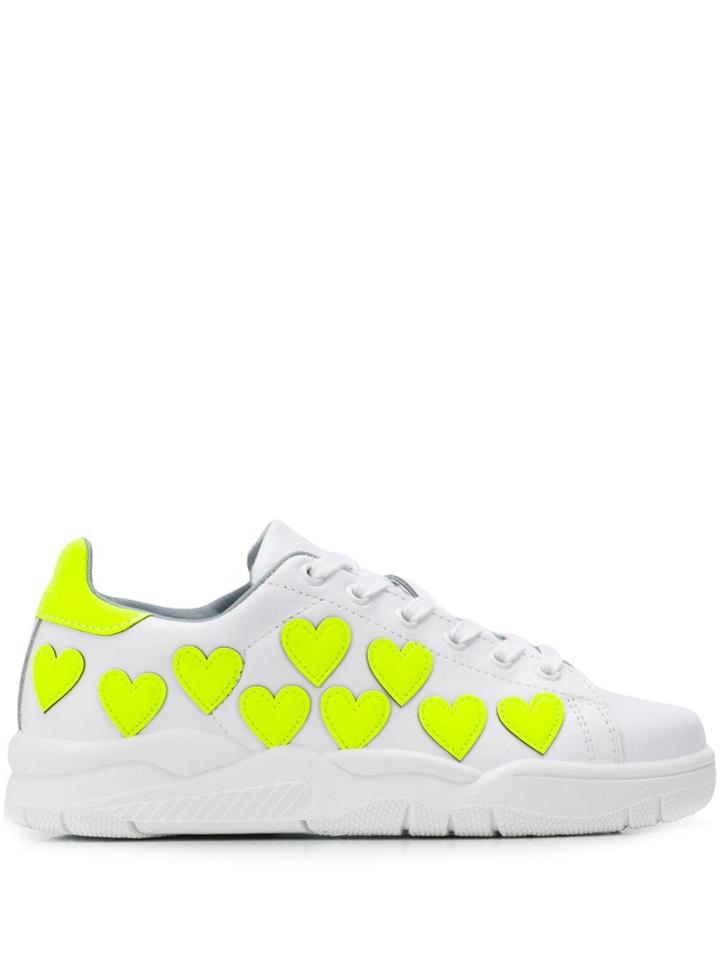 Chiara Ferragni Heart Patch Sneakers - 036 Bianco/giallo Fluo