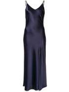 Comme Moi Slip Dress With Side Slit - Blue