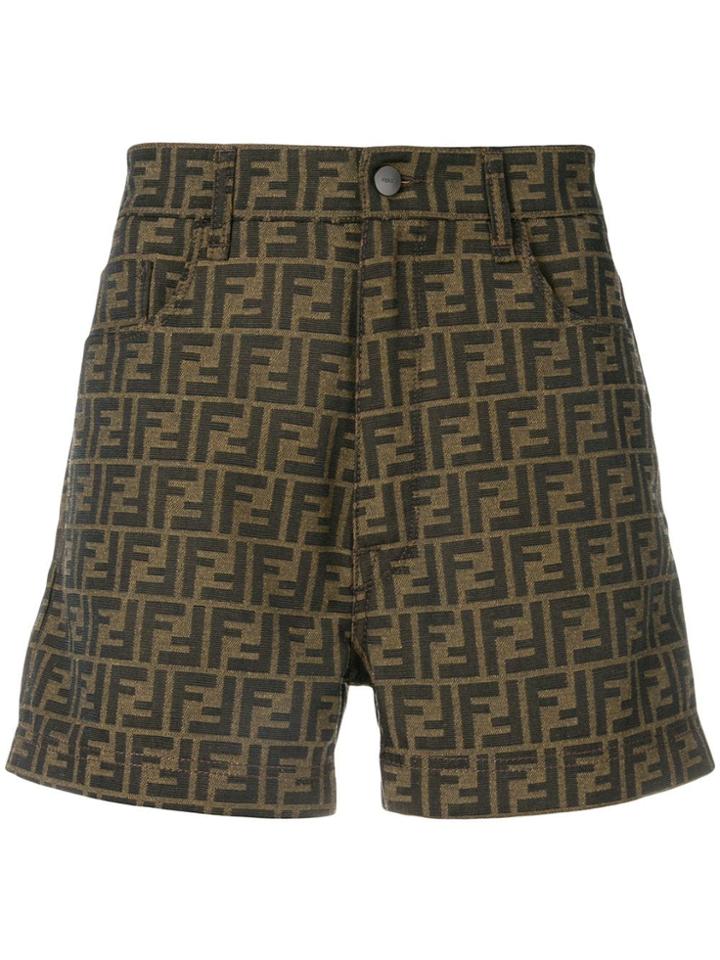 Fendi Logo Shorts - Yellow
