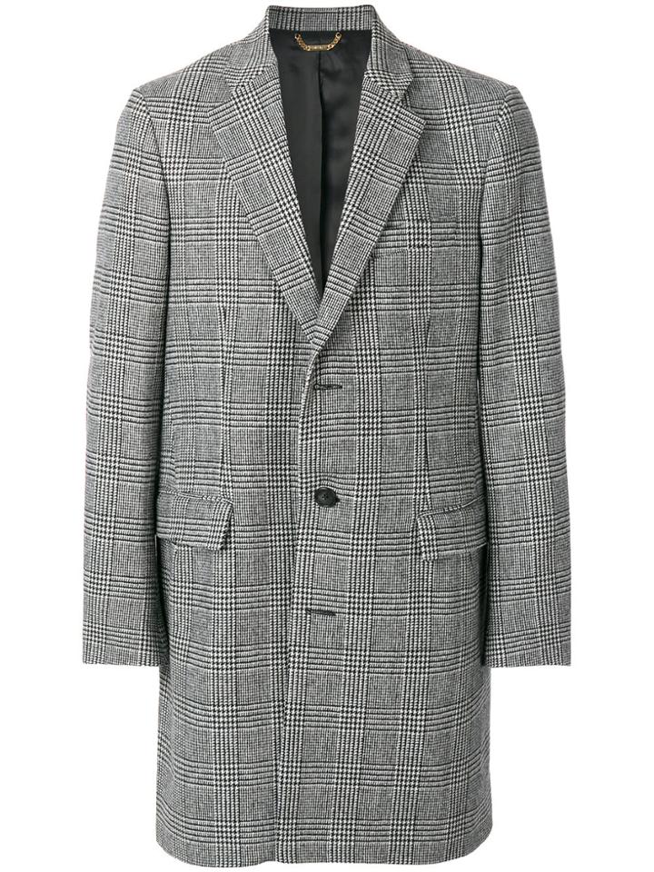 Versace Prince Of Wales Check Coat - Grey