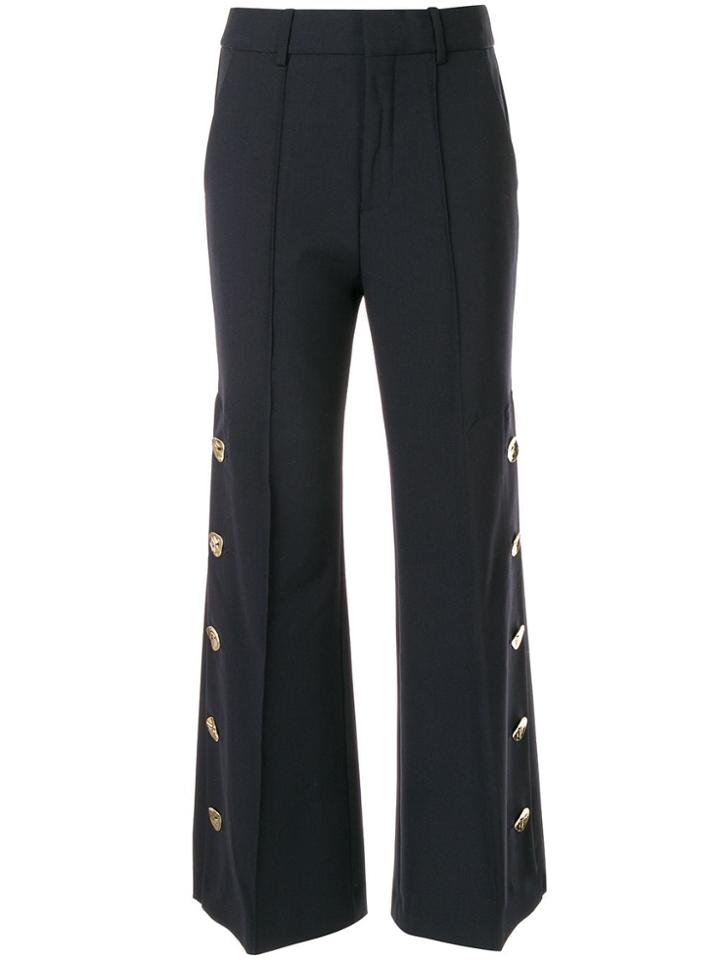 Portspure Buttoned Sides Flared Trousers - Black